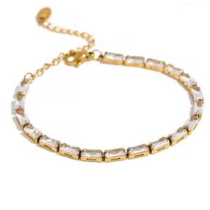 Waterproof White Cubic Zirconia Stainless Steel‎ Bracelet